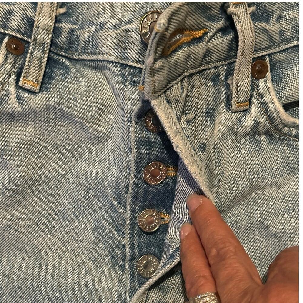 Agolde Parker Vintage Frayed-Hem button fly distressed Denim Shorts size 24 - Picture 11 of 11